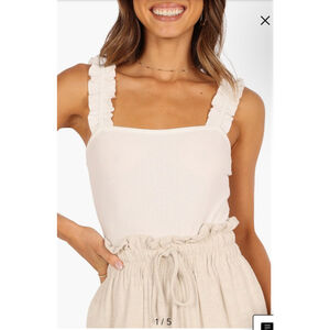 Women's Petal & Pup Heidi Ruffle Strap Tank Bodysuit M White